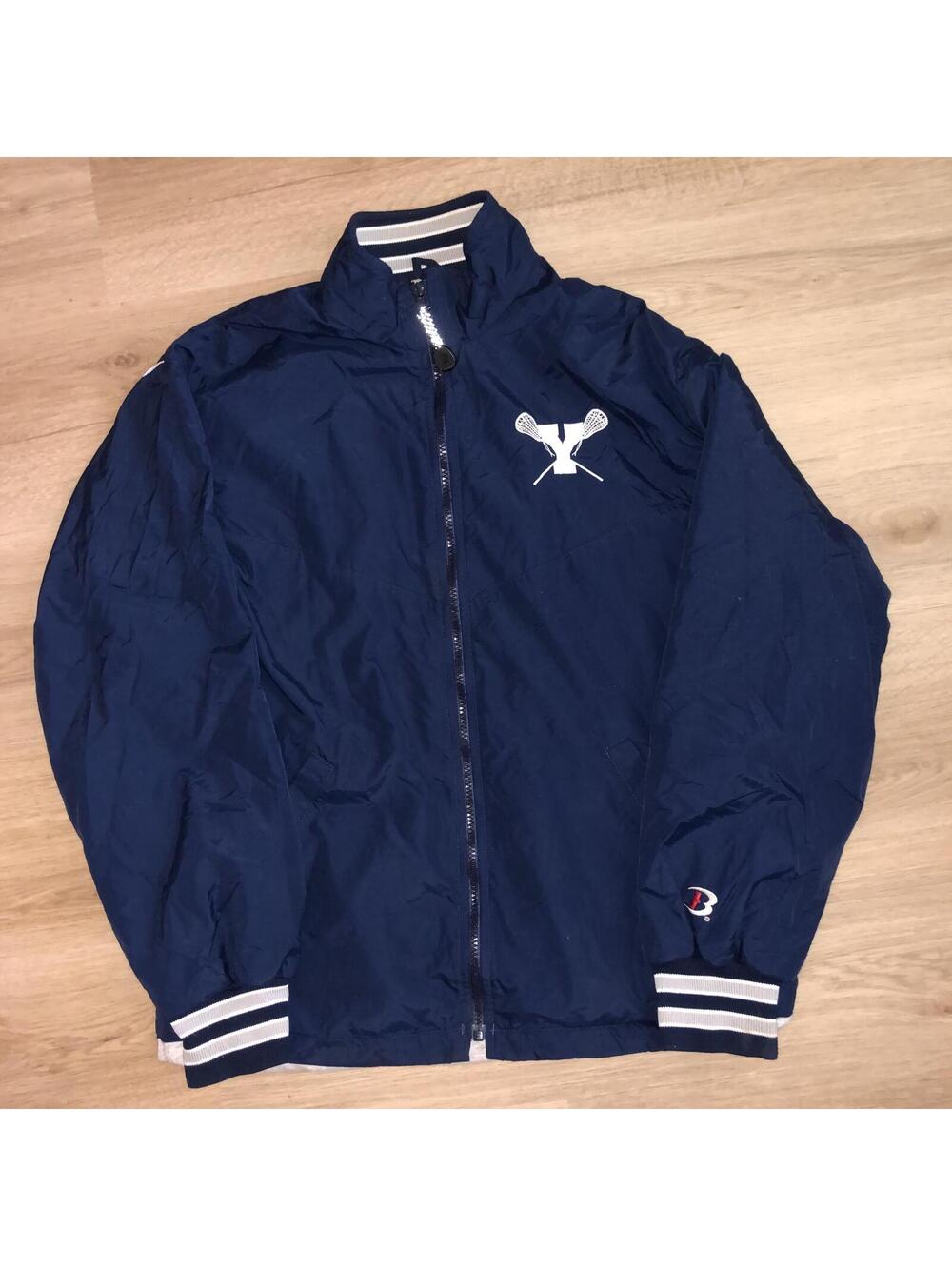 VINTAGE YALE LACROSSE BOATHOUSE JACKET ZIP BLUE WHITE MENS SIZE MEDIUM